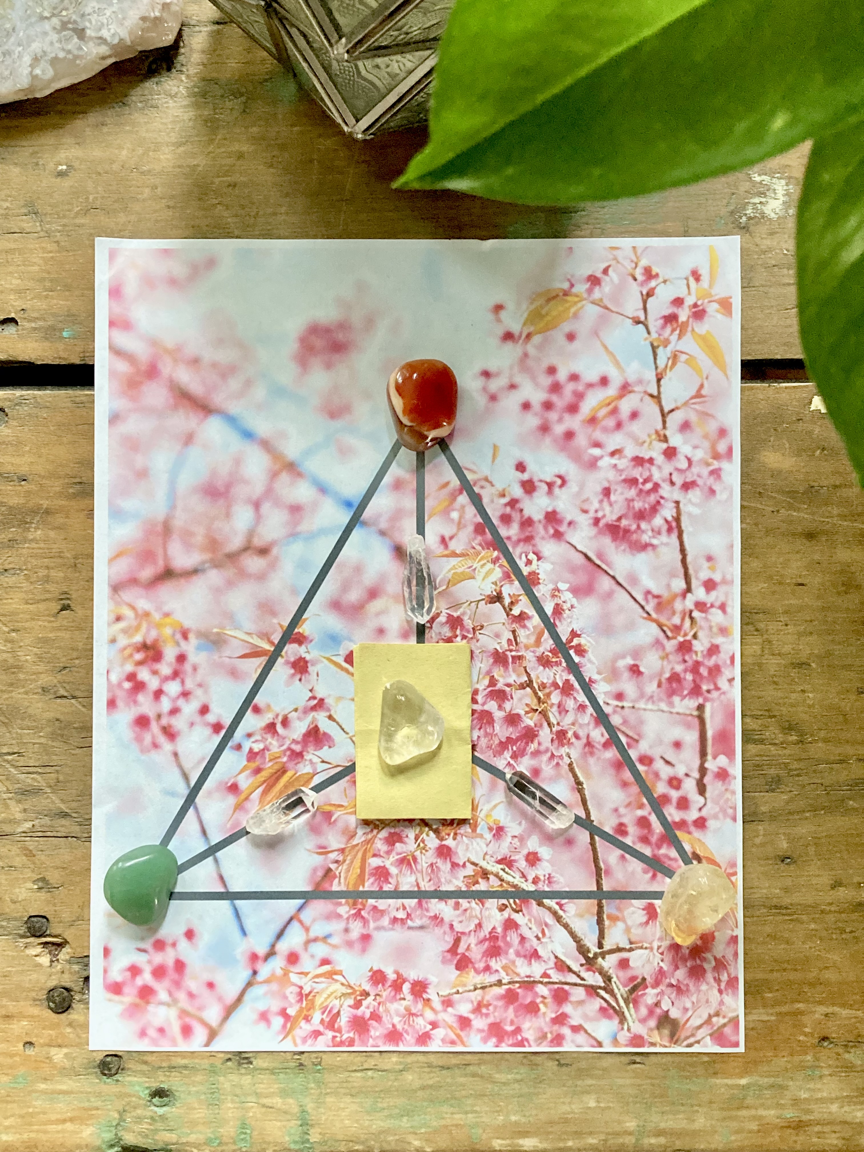 crystals, pyramid, crystal grid, spring, new beginnings